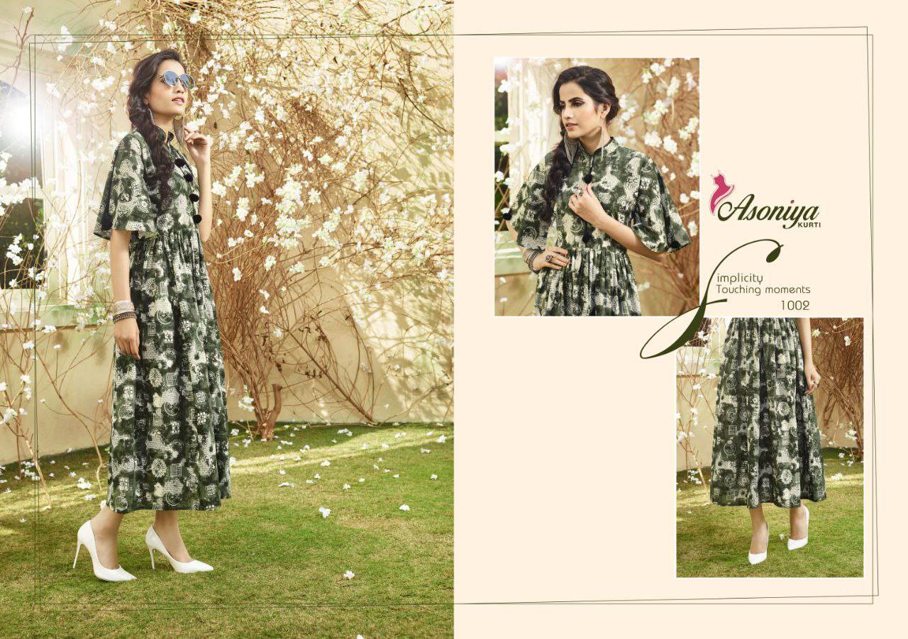 Aadhira Vol-1 By Asoniya 1001 To 1006 Series Stylish Beautiful Colorful Fancy Casual Wear & Ethnic Wear Lawn Cotton Printed Kurtis At Wholesale Price