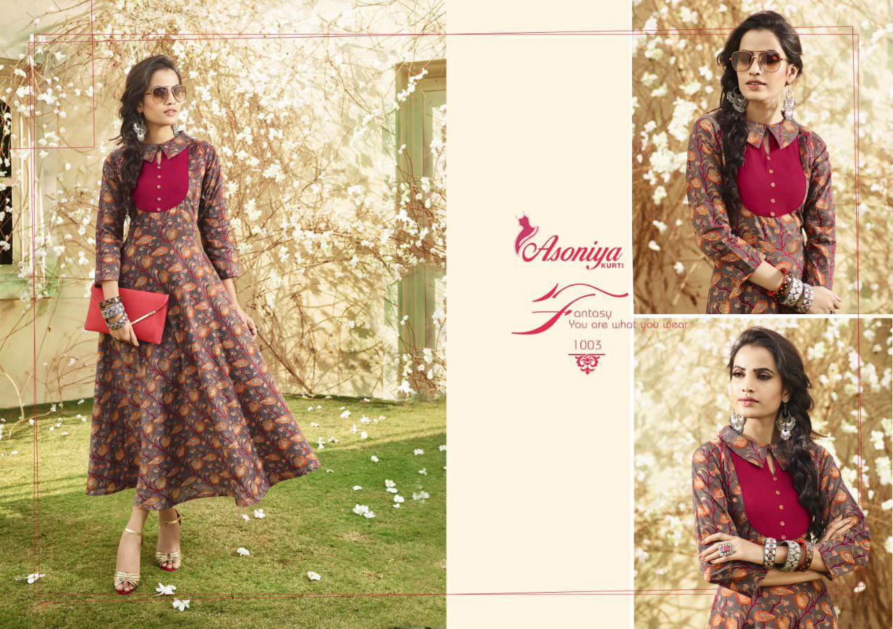 Aadhira Vol-1 By Asoniya 1001 To 1006 Series Stylish Beautiful Colorful Fancy Casual Wear & Ethnic Wear Lawn Cotton Printed Kurtis At Wholesale Price