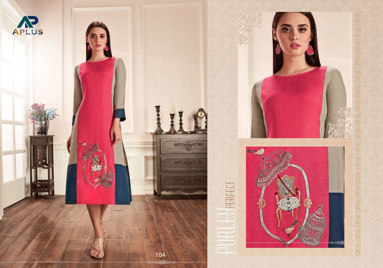 Aafira By A Plus 101 To 108 Series Beautiful Stylish Colorful Fancy Beautiful Casual Wear & Ethnic Wear Rayon Slub Embroidered Kurtis At Wholesale Price