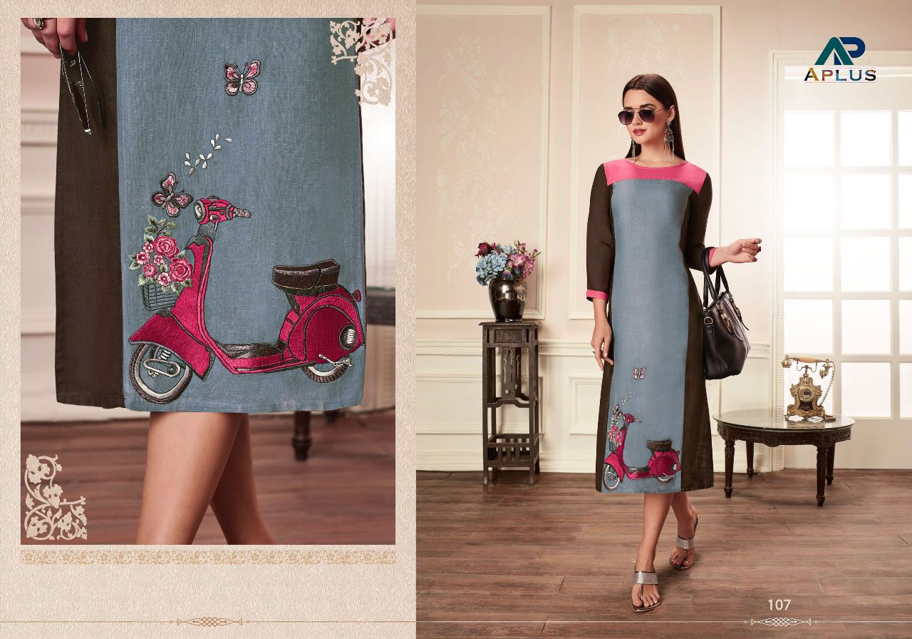 Aafira By A Plus 101 To 108 Series Beautiful Stylish Colorful Fancy Beautiful Casual Wear & Ethnic Wear Rayon Slub Embroidered Kurtis At Wholesale Price