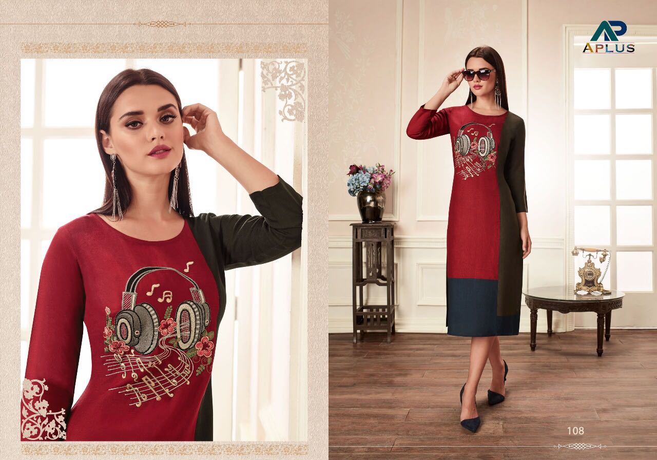 Aafira By A Plus 101 To 108 Series Beautiful Stylish Colorful Fancy Beautiful Casual Wear & Ethnic Wear Rayon Slub Embroidered Kurtis At Wholesale Price