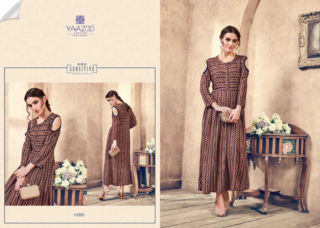 Aarohi By Yaazoo Fashion 1001 To 1008 Series Designer Beautiful Colorful Fancy Ethnic Wear & Party Wear Rayon Printed Kurtis At Wholesale Price