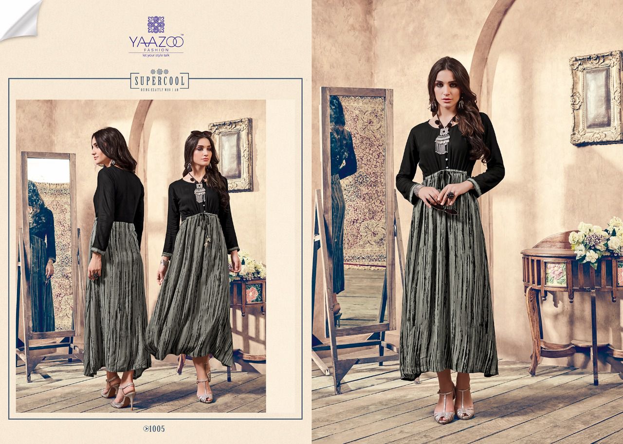 Aarohi By Yaazoo Fashion 1001 To 1008 Series Designer Beautiful Colorful Fancy Ethnic Wear & Party Wear Rayon Printed Kurtis At Wholesale Price