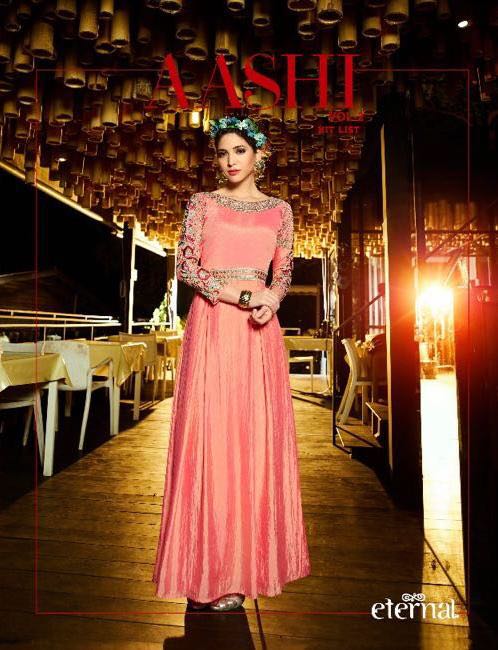 Aashi Hits Vol-2 By Eternal Designer Stylish Colorful Fancy Beautiful Party Wear & Ethnic Wear Premium Silk Slub Satin Embroidered Gowns/ Kurtis At Wholesale Price