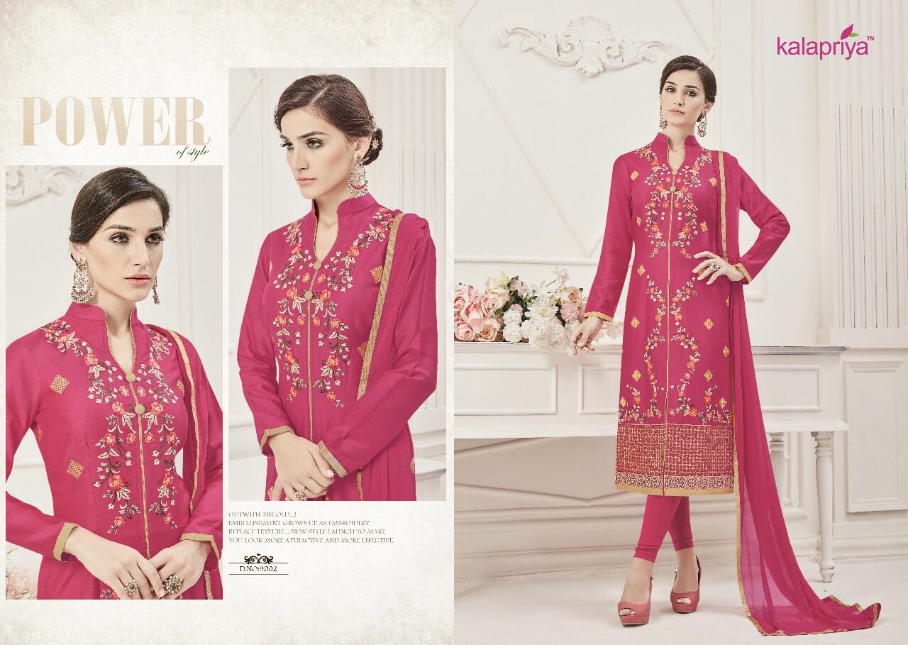 Aasthkala By Kalapriya 9000 To 9006 Series Beautiful Indian Suits With Embroidered Work Colorful Ethnic Wear & Party Wear Pure Cambric Dresses At Wholesale Price