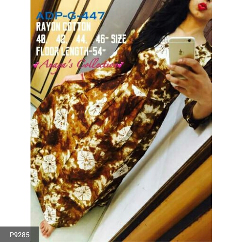 Adp Gowns By Kaamiri P9280 To P9285 Series Beautiful Stylish Colourful Designer Fancy Casual Wear Rayon Printed Gowns At Wholesale Price