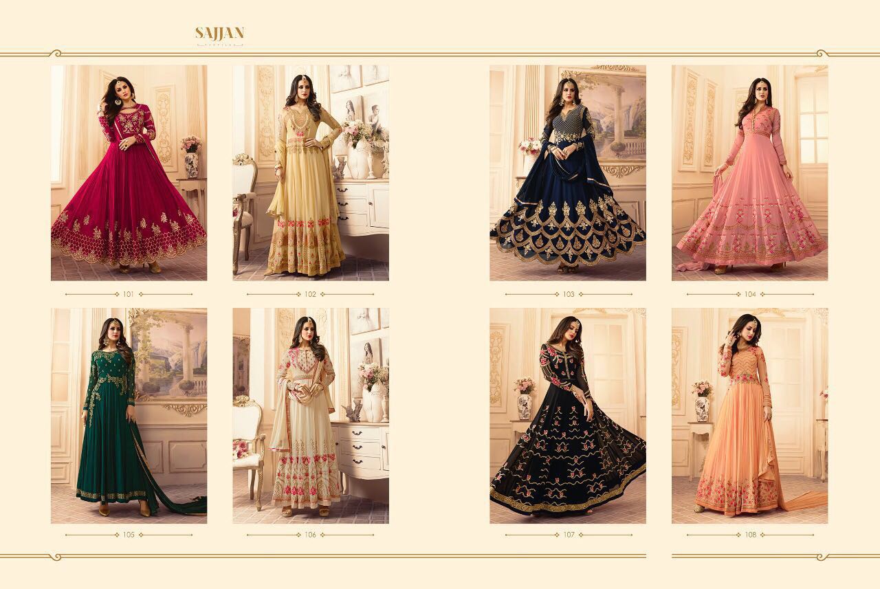 Alaamin By Sajjan 801 To 808 Series Designer Wedding Collection Beautiful Stylish Colorful Fancy Party Wear & Occasional Wear Georgette Dresses At Wholesale Price