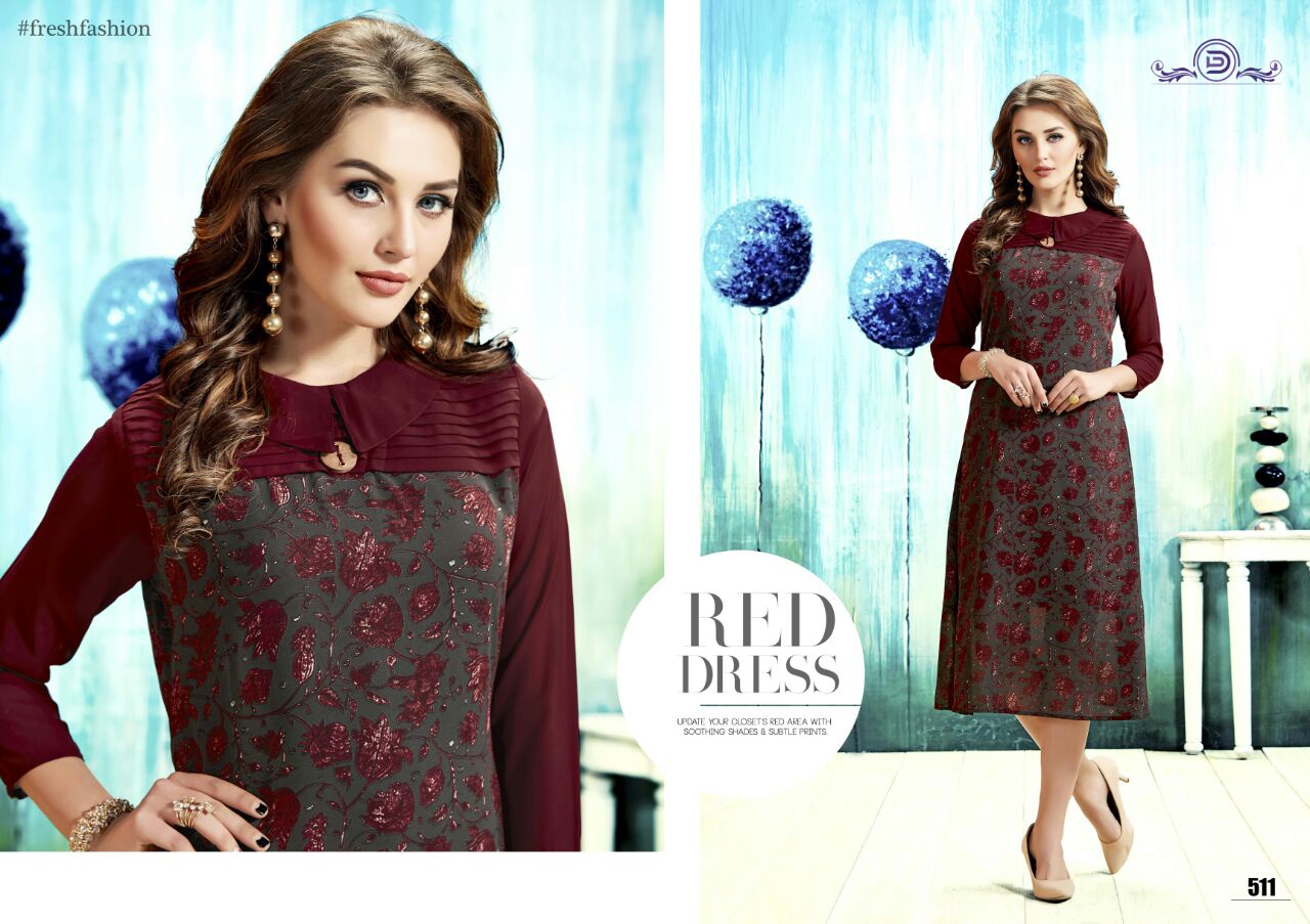 Alisha By Diva Designs 511 To 517 Series Designer Stylish Beautiful Colorful Fancy Casual Wear & Party Wear Faux Georgette Printed Kurtis At Wholesale Price