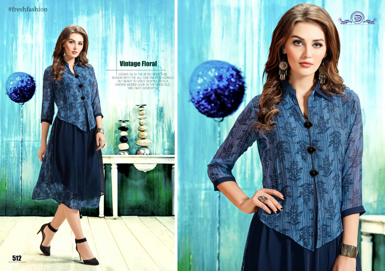 Alisha By Diva Designs 511 To 517 Series Designer Stylish Beautiful Colorful Fancy Casual Wear & Party Wear Faux Georgette Printed Kurtis At Wholesale Price