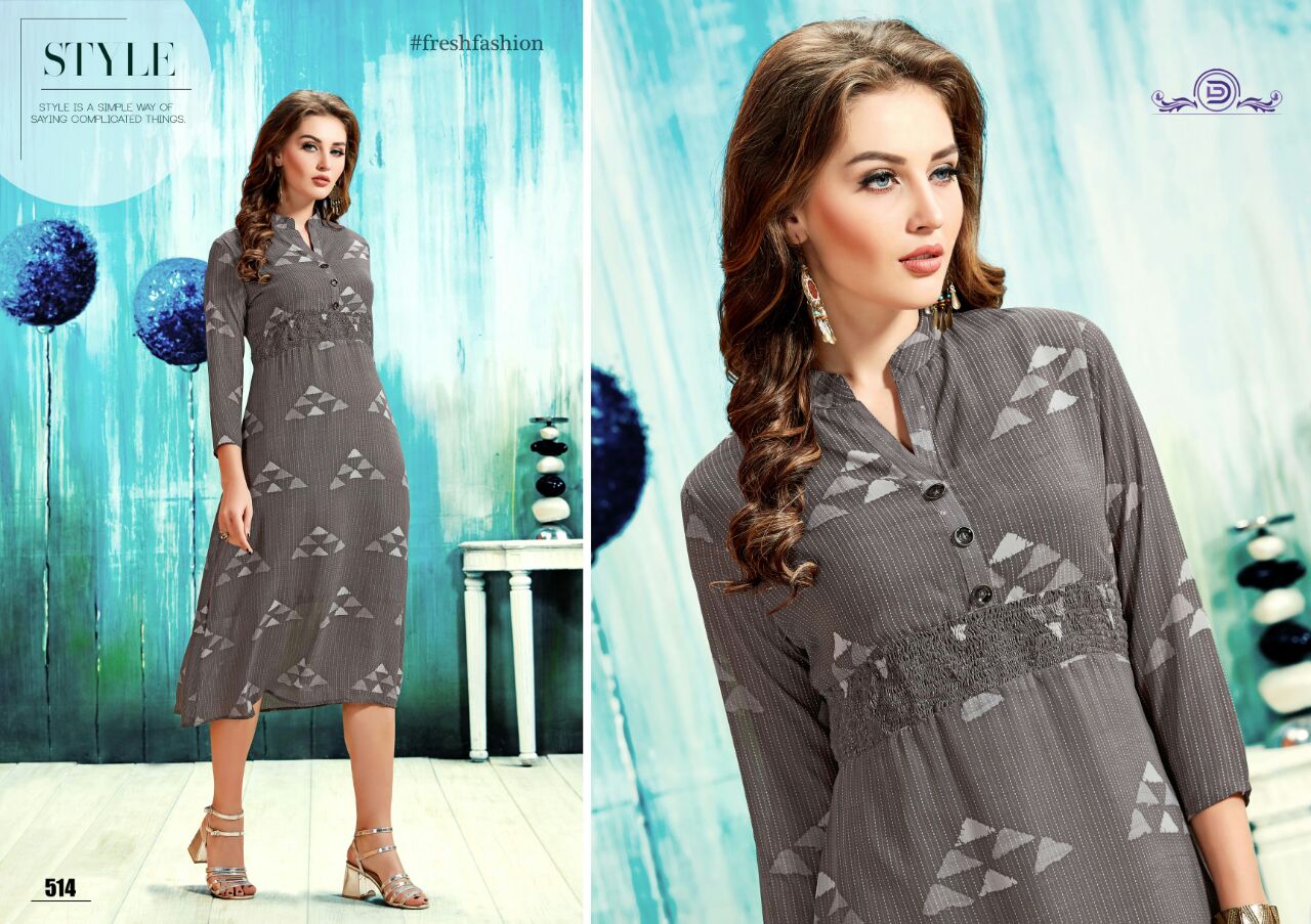 Alisha By Diva Designs 511 To 517 Series Designer Stylish Beautiful Colorful Fancy Casual Wear & Party Wear Faux Georgette Printed Kurtis At Wholesale Price