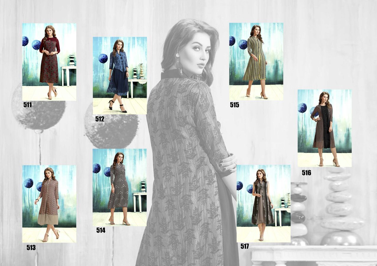 Alisha By Diva Designs 511 To 517 Series Designer Stylish Beautiful Colorful Fancy Casual Wear & Party Wear Faux Georgette Printed Kurtis At Wholesale Price