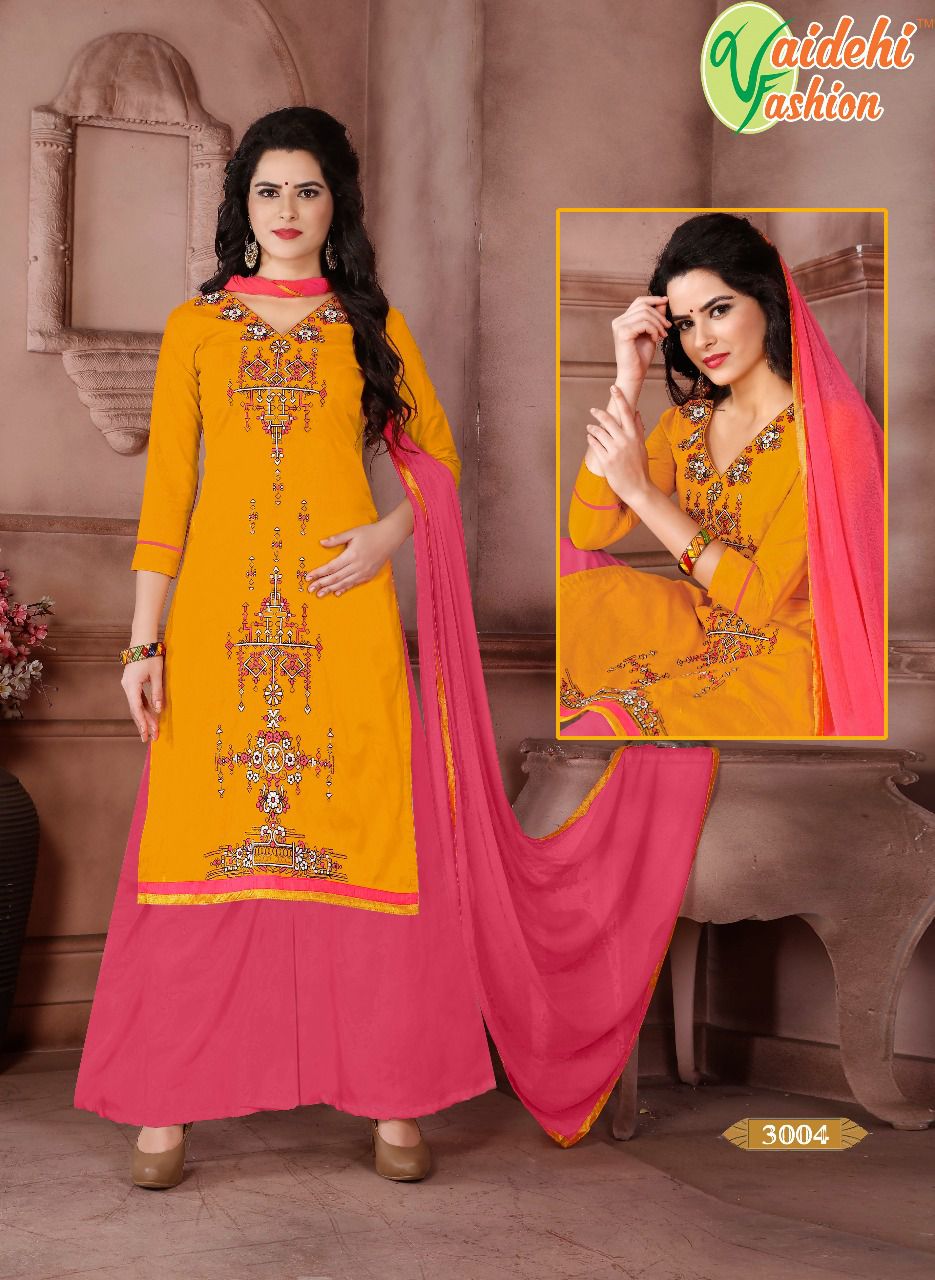 Alveera By Vaidehi Fashion 3001 To 3010 Series Beautiful Stylish Colorful Fancy Party Wear & Ethnic Wear Cotton Cambric Dresses At Wholesale Price