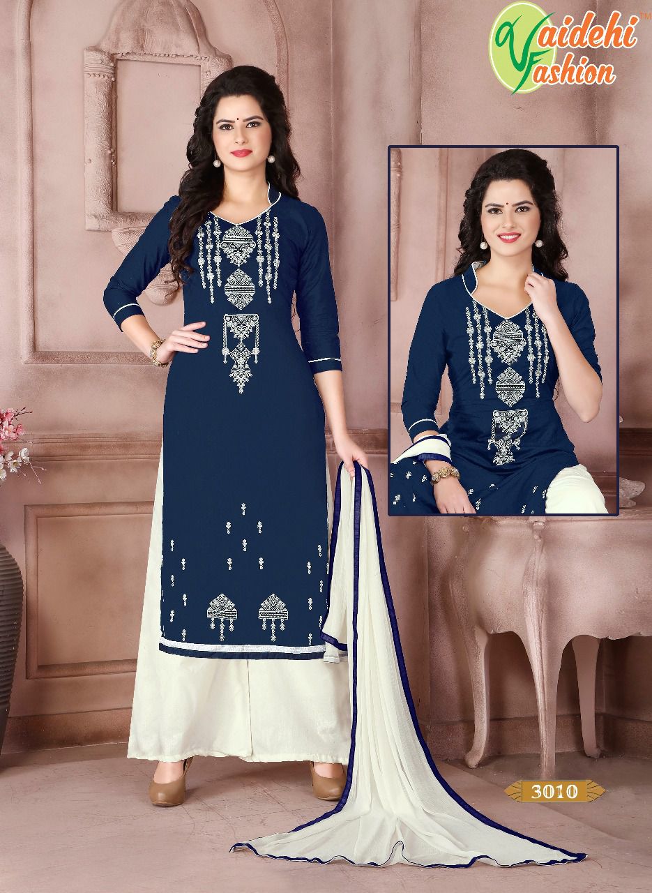 Alveera By Vaidehi Fashion 3001 To 3010 Series Beautiful Stylish Colorful Fancy Party Wear & Ethnic Wear Cotton Cambric Dresses At Wholesale Price