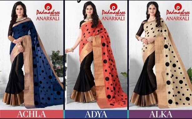 Anarkali By Padmashree Sarees Indian Ethnic Beautiful Stylish Designer Polka Dot Printed Casual Wear Party Wear Fancy Sarees At Wholesale Price