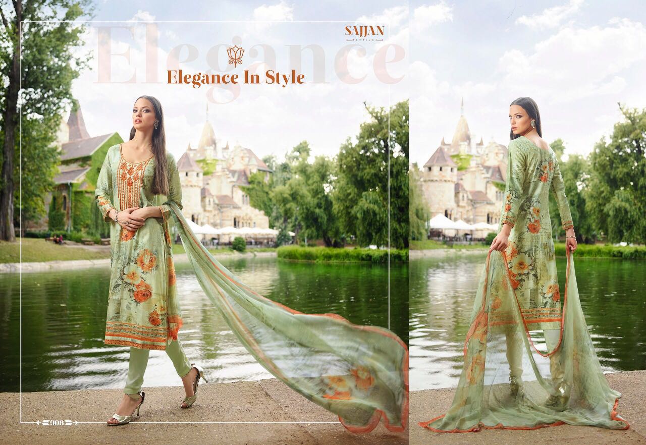 Angana By Sajjan 901 To 912 Series Designer Colorful Fancy Beautiful Ethnic Wear & Casual Wear Satin Cotton Dresses At Wholesale Price