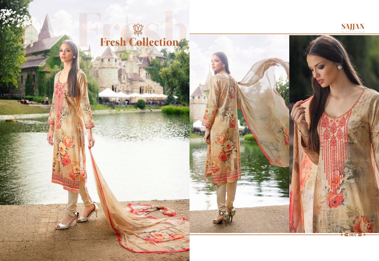 Angana By Sajjan 901 To 912 Series Designer Colorful Fancy Beautiful Ethnic Wear & Casual Wear Satin Cotton Dresses At Wholesale Price