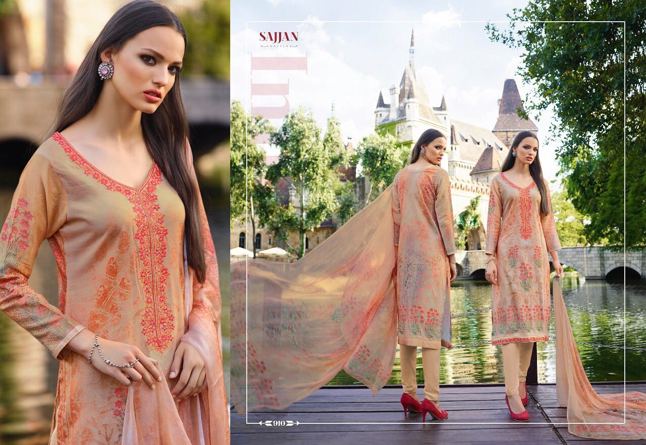 Angana By Sajjan 901 To 912 Series Designer Colorful Fancy Beautiful Ethnic Wear & Casual Wear Satin Cotton Dresses At Wholesale Price