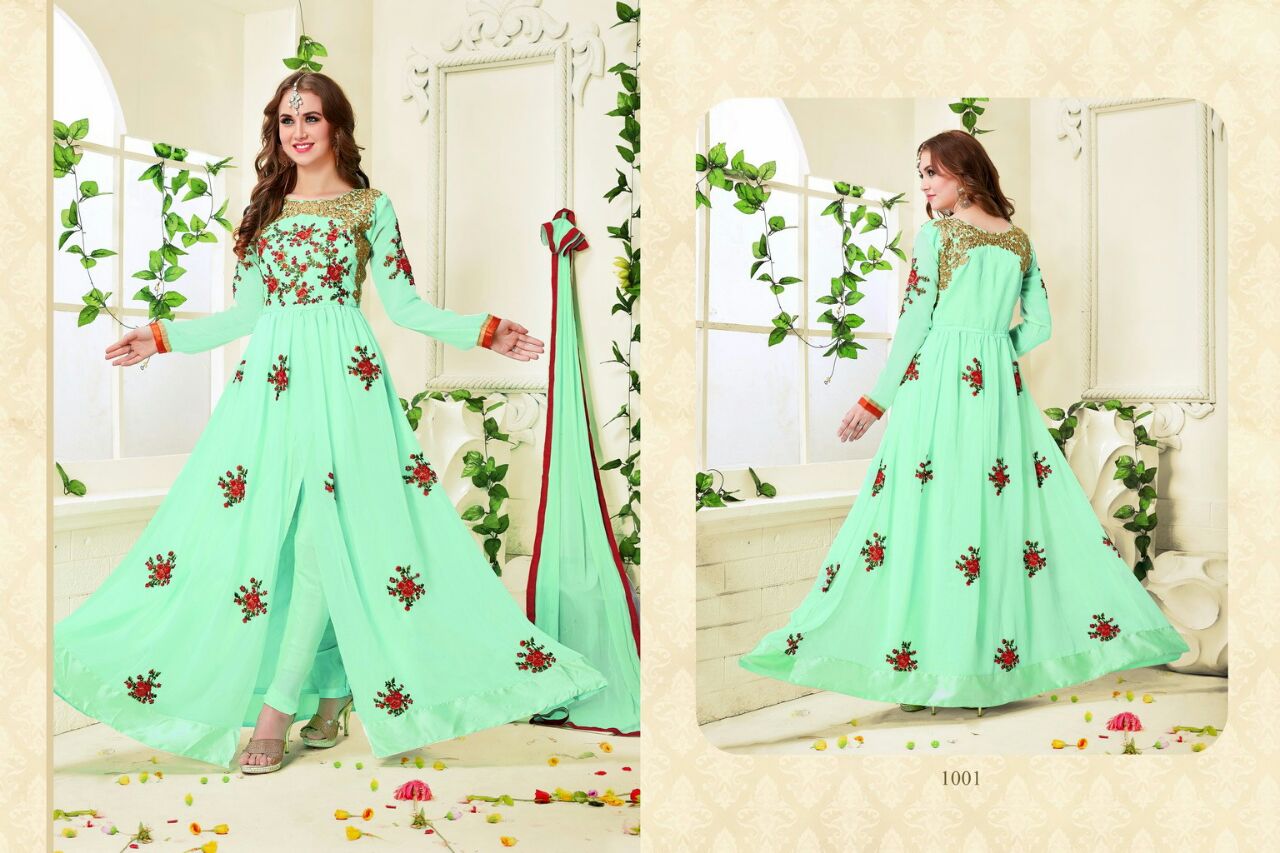 Arsh By Madhav International 1001 To 1005 Series Bollywood Beautiful Stylish Designer Embroidered Party Wear Georgette Dresses At Wholesale Price