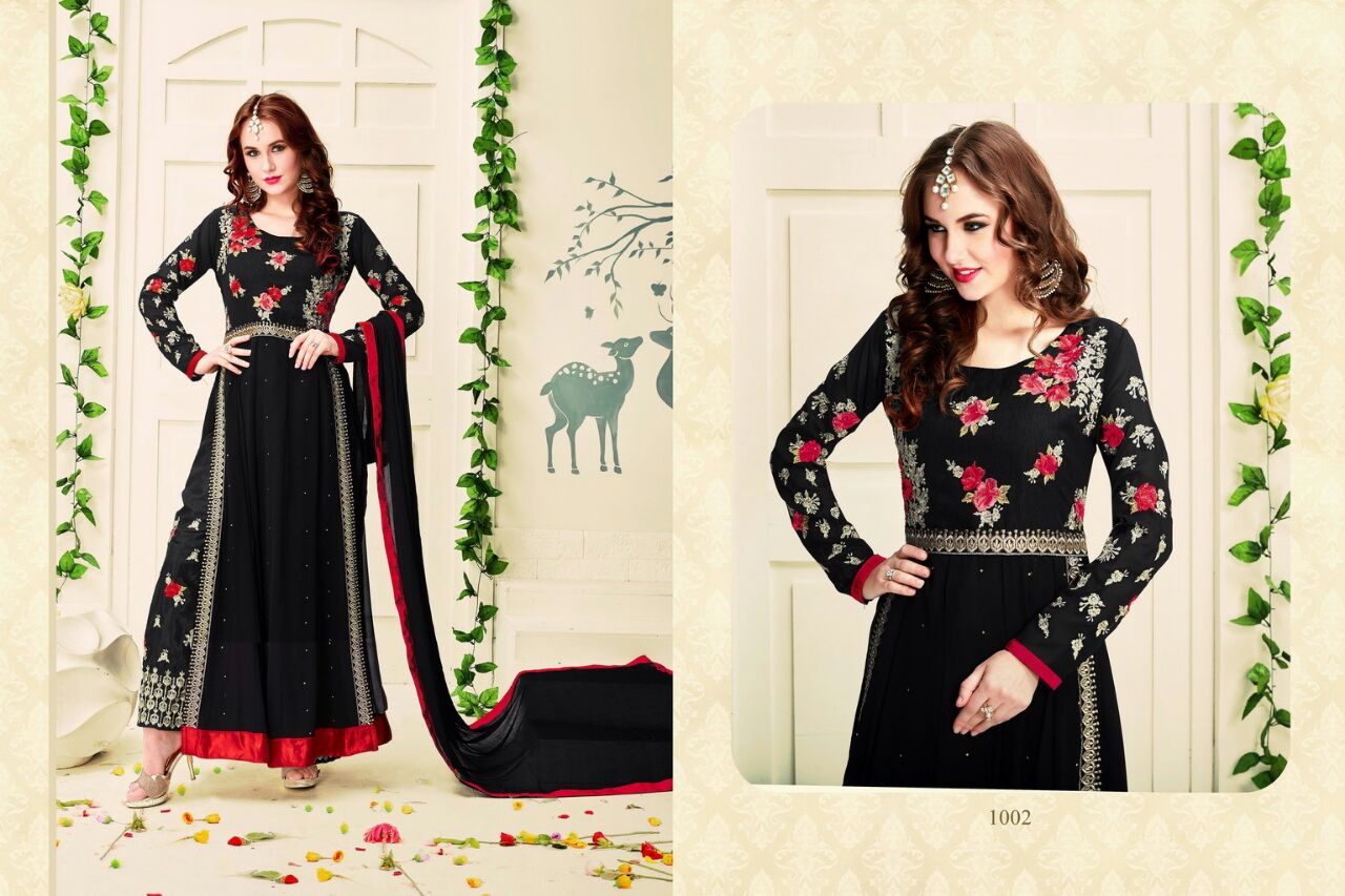 Arsh By Madhav International 1001 To 1005 Series Bollywood Beautiful Stylish Designer Embroidered Party Wear Georgette Dresses At Wholesale Price