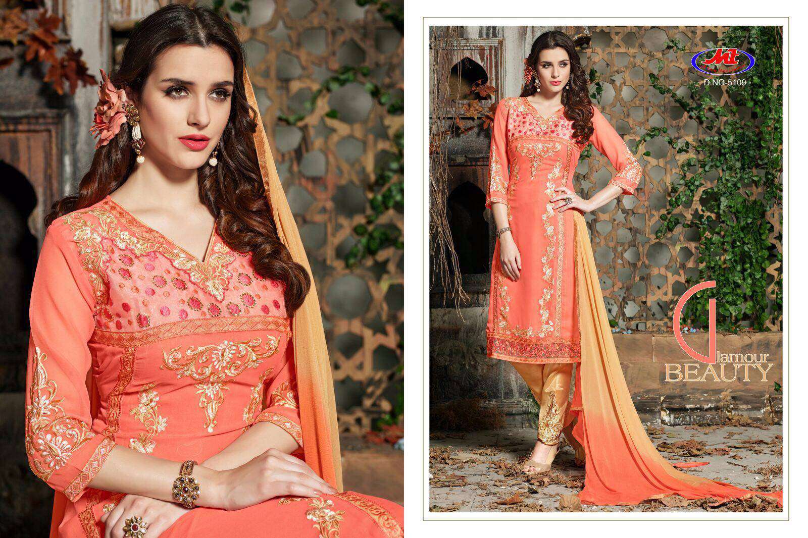 (sale)-ashmira By Manav Trendz 5101 To 5109 Series Beautiful Indian Suits With Embroidered Work Colorful Fancy Party Wear & Occasional Wear Heavy Georgette Dresses At Wholesale Price
