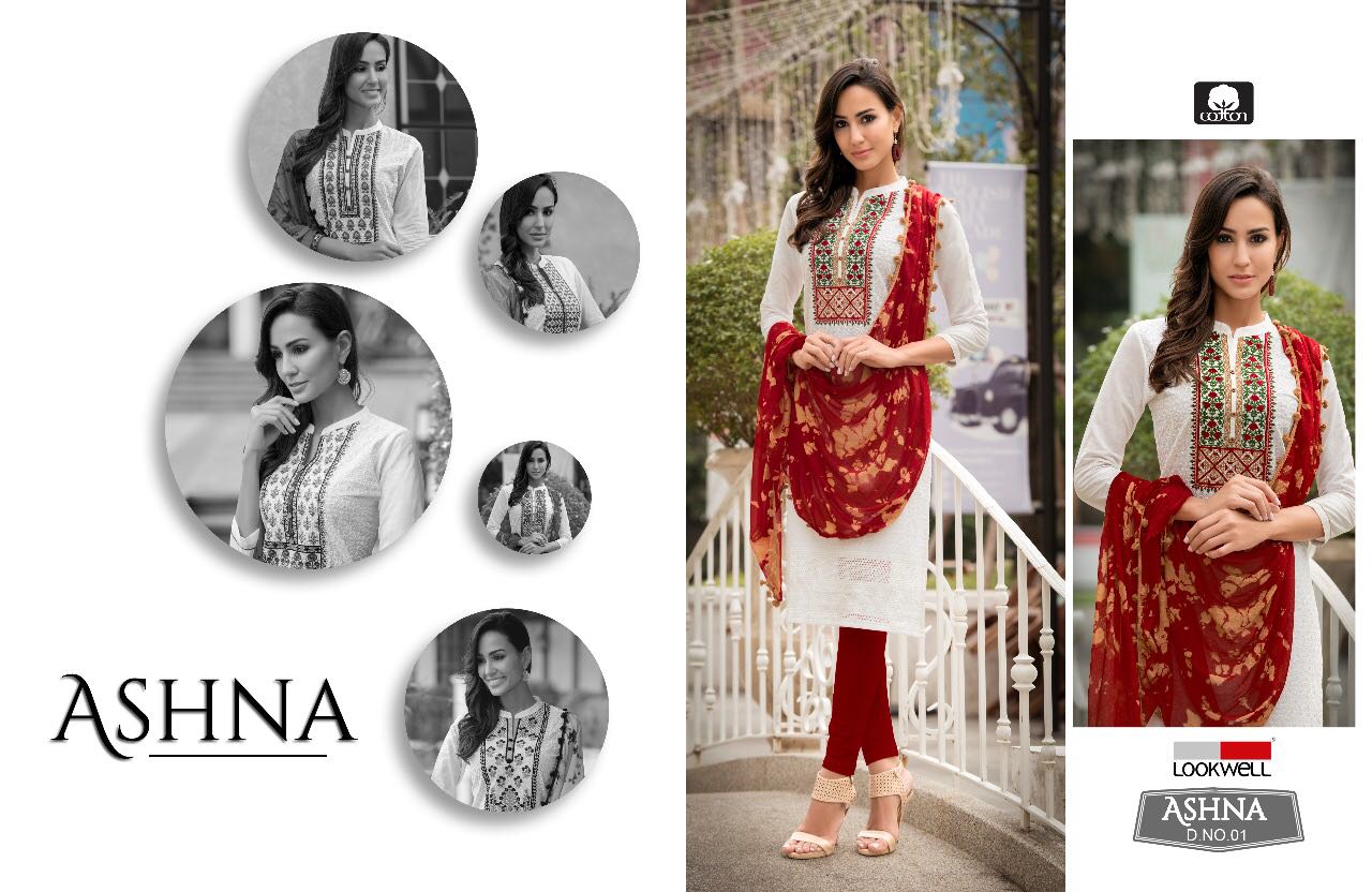 Ashna By Lookwell 01 To 06 Series Beautiful Stylish Fancy Colorful Party Wear & Casual Wear Pure Cotton Embroidered Dresses At Wholesale Price