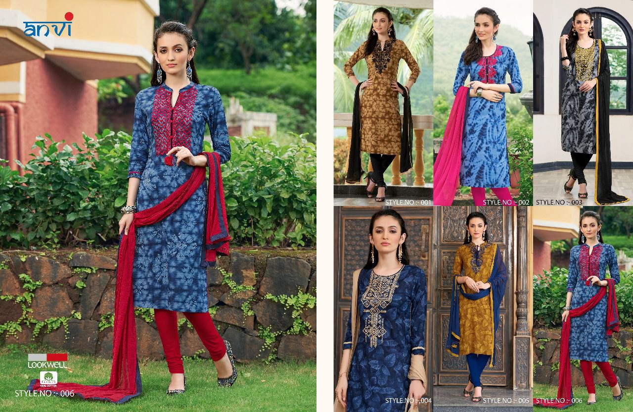 Avni By Lookwell 001 To 006 Series Indian Beautiful Colorful Fancy Embroidered Casual Wear & Occasional Wear Cotton Printed Dresses At Wholesale Price