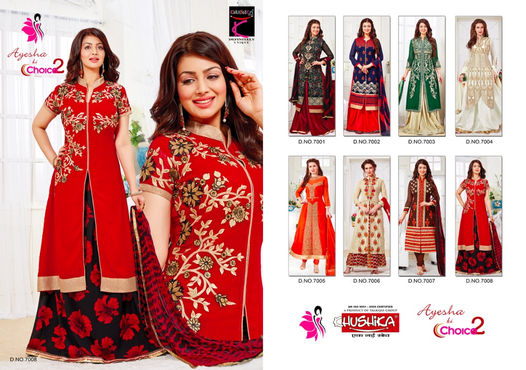 Ayesha Ki Choice Vol-2 By Khushika 7001 To 7008 Series Beautiful Designer Fancy Party Wear Wedding Collection Occasional Wear Pure Georgette Dresses At Wholesale Price