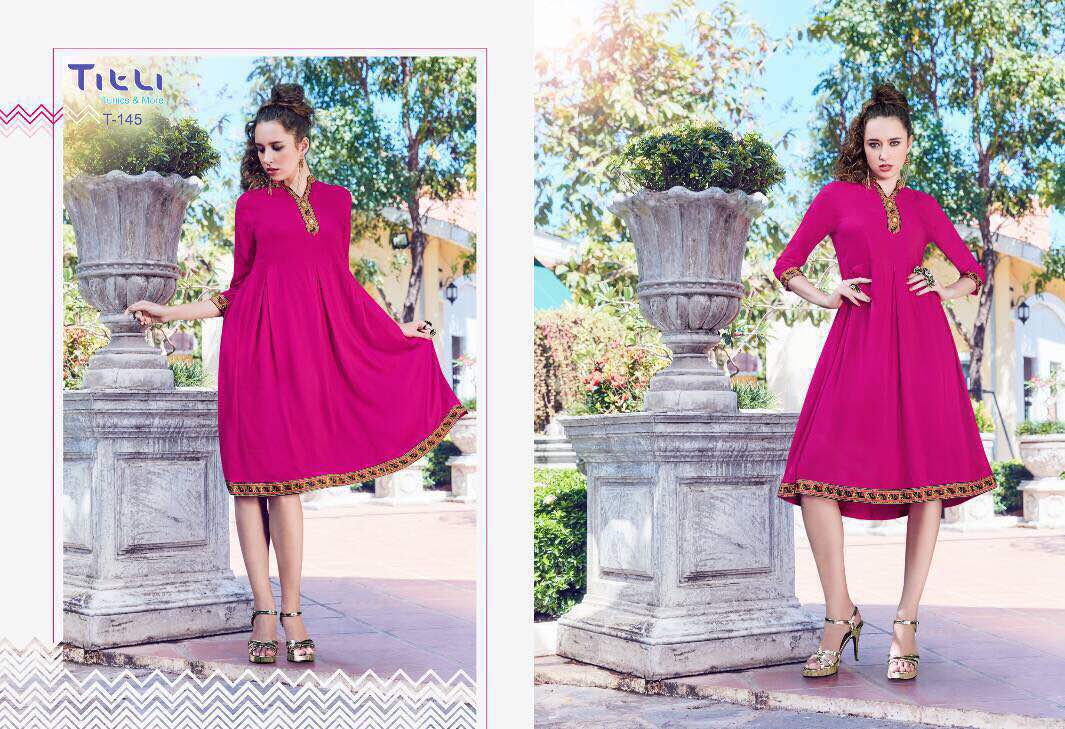 Belleza 141 To 149 Series By Titli Beautiful Stylish Colorful Western Wear Party Wear Occasional Wear Casual Wear Kurtis At Wholesale Price