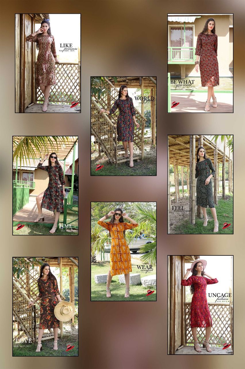 Berry By Fly Free 5001 To 5008 Series Beautiful Stylish Colorful Fancy Beautiful Casual Wear & Ethnic Wear Heavy Rayon Printed Kurtis At Wholesale Price