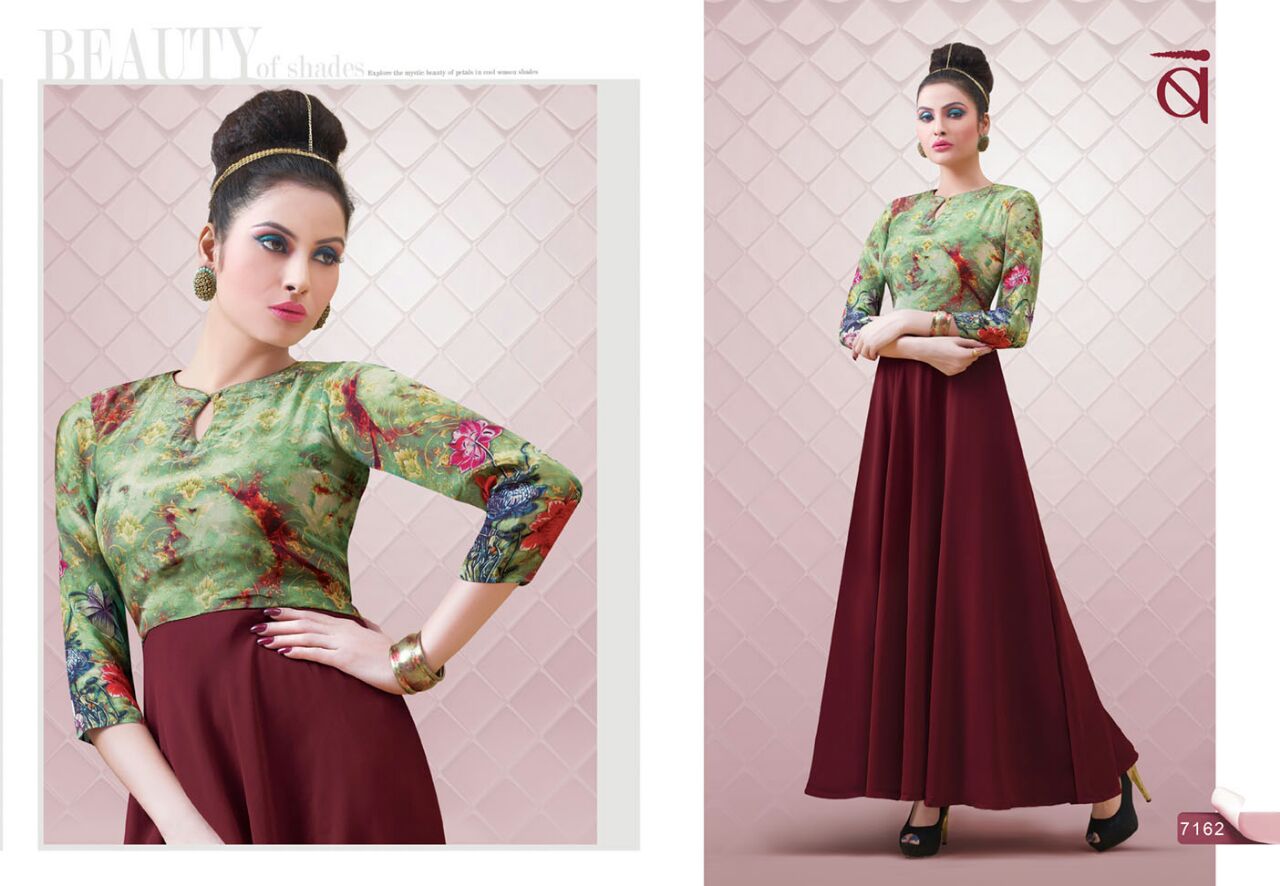 Blush Vol-10 By Bansi Tex Fab 7161 To 7169 Series Bollywood Beautiful Stylish Designer Printed Party Wear Georgette Gowns At Wholesale Price