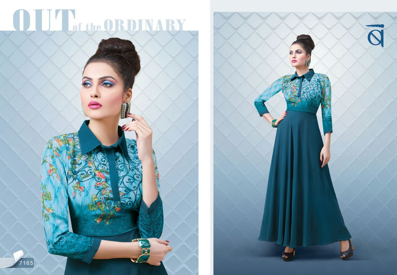 Blush Vol-10 By Bansi Tex Fab 7161 To 7169 Series Bollywood Beautiful Stylish Designer Printed Party Wear Georgette Gowns At Wholesale Price