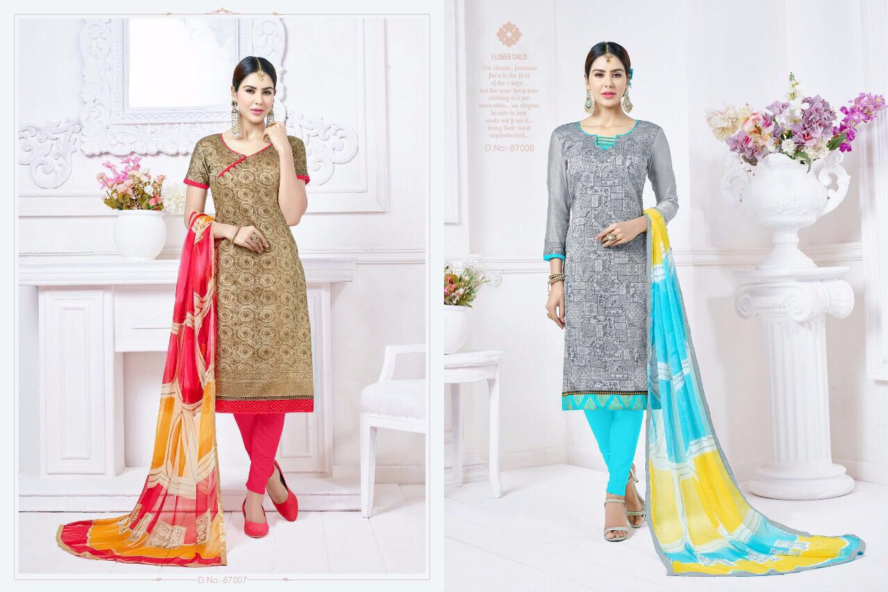 Brandy Vol-8 By Kapil Tex 87001 To 87018 Series Beautiful Stylish Colorful Ethnic Wear & Casual Wear Chanderi Printed Dresses At Wholesale Price