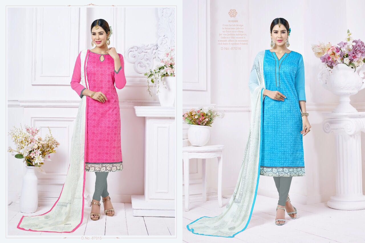 Brandy Vol-8 By Kapil Tex 87001 To 87018 Series Beautiful Stylish Colorful Ethnic Wear & Casual Wear Chanderi Printed Dresses At Wholesale Price