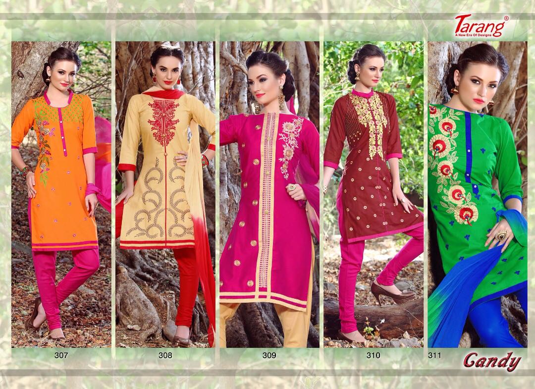 Candy By Tarang 301 To 311 Series Designer Suits Stylish Colorful Beautiful Fancy Party Wear & Ethnic Wear Cotton Cambric Dresses At Wholesale Price