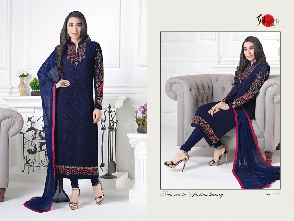 Charishmatic Karishma By Suhati Fab 22005 To 22013 Series Designer Beautiful Fancy Colorful Wedding Collection Faux Georgette Embroidered Dresses At Wholesale Price