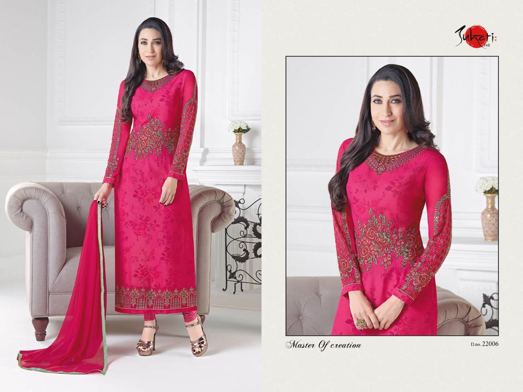 Charishmatic Karishma By Suhati Fab 22005 To 22013 Series Designer Beautiful Fancy Colorful Wedding Collection Faux Georgette Embroidered Dresses At Wholesale Price