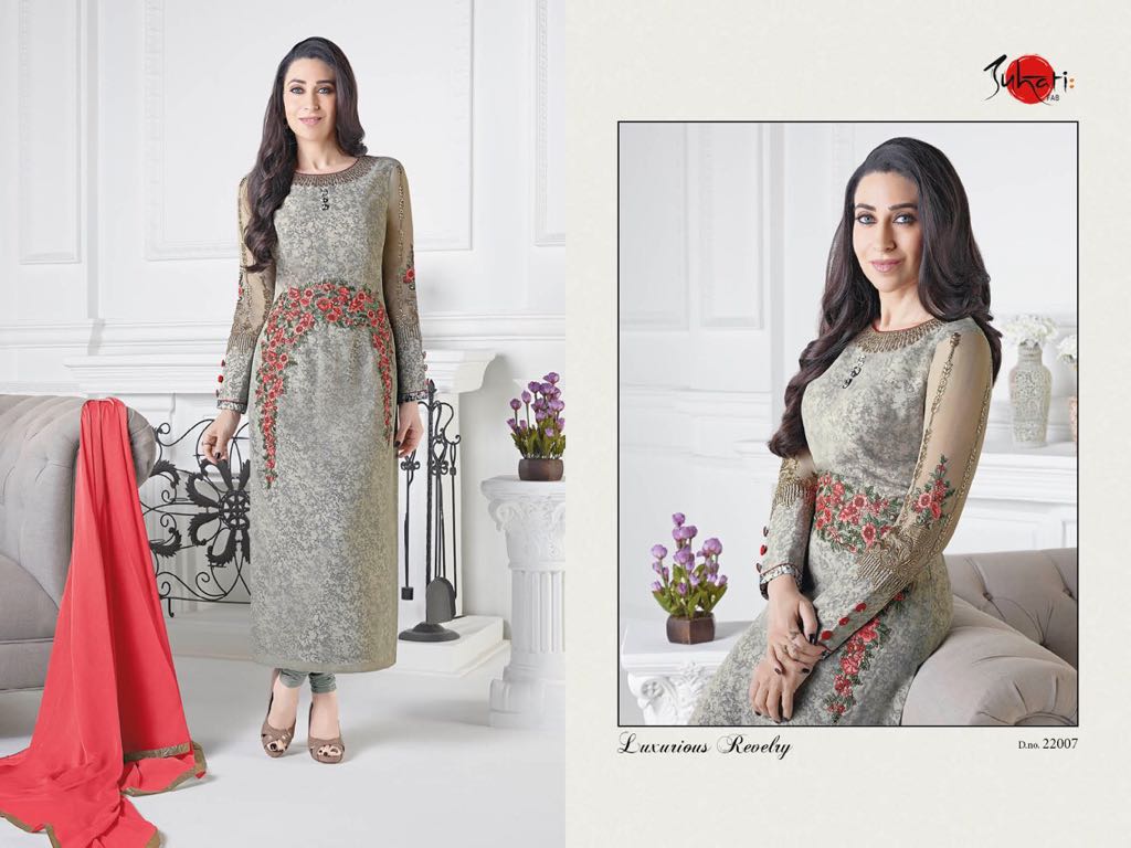 Charishmatic Karishma By Suhati Fab 22005 To 22013 Series Designer Beautiful Fancy Colorful Wedding Collection Faux Georgette Embroidered Dresses At Wholesale Price