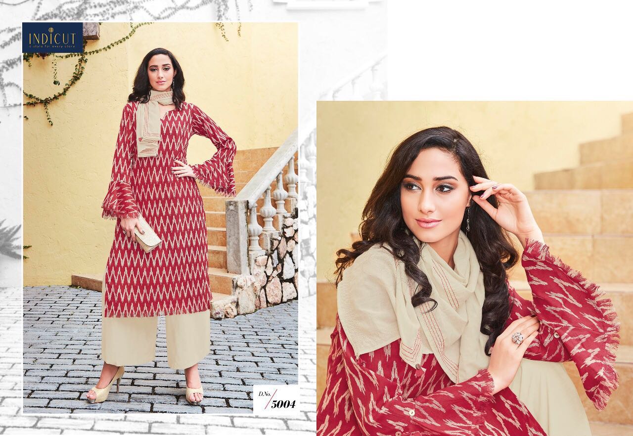Dazzle By Indicut 5001 To 5010 Series Designer Stylish Fancy Beautiful Colorful Party Wear & Ethnic Wear Rayon & Cotton Printed Kurtis & Scarfs At Wholesale Price