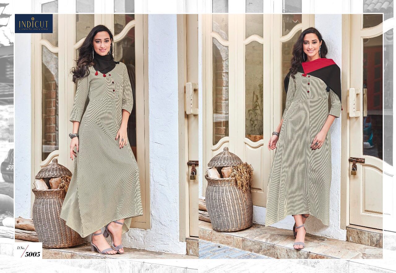 Dazzle By Indicut 5001 To 5010 Series Designer Stylish Fancy Beautiful Colorful Party Wear & Ethnic Wear Rayon & Cotton Printed Kurtis & Scarfs At Wholesale Price