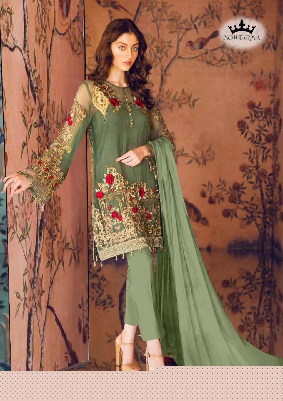 Deedam By Mohtarma Fabrics 01 To 04 Series Pakistani Suits Designer Beautiful Colorful Collection Party Wear & Occasional Wear Faux Georgette Dresses At Wholesale Price