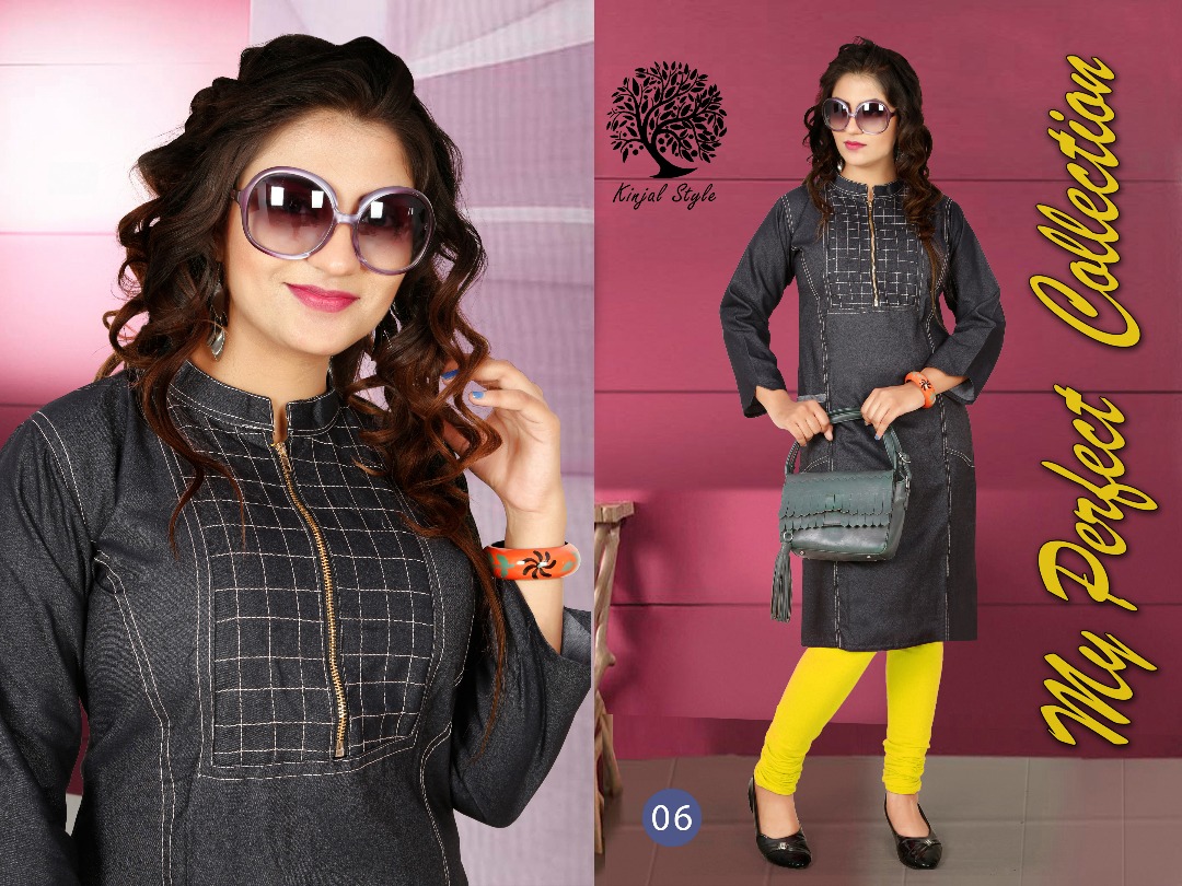 Denim Vol-3 By Kinjal Style 01 To 10 Series Fancy Stylish Designer Casual Wear And Occasional Wear Denim Kurtis At Wholesale Price