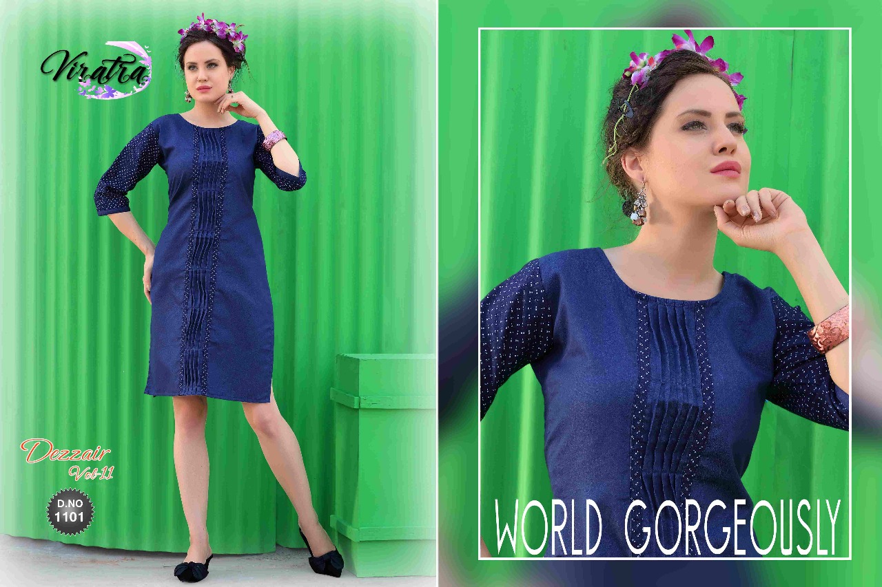 Dezzair Vol-11 By Viratra Tex 1101 To 1108 Series Beautiful Fancy Casual Wear & Party Wear Denim Kurtis At Wholesale Price