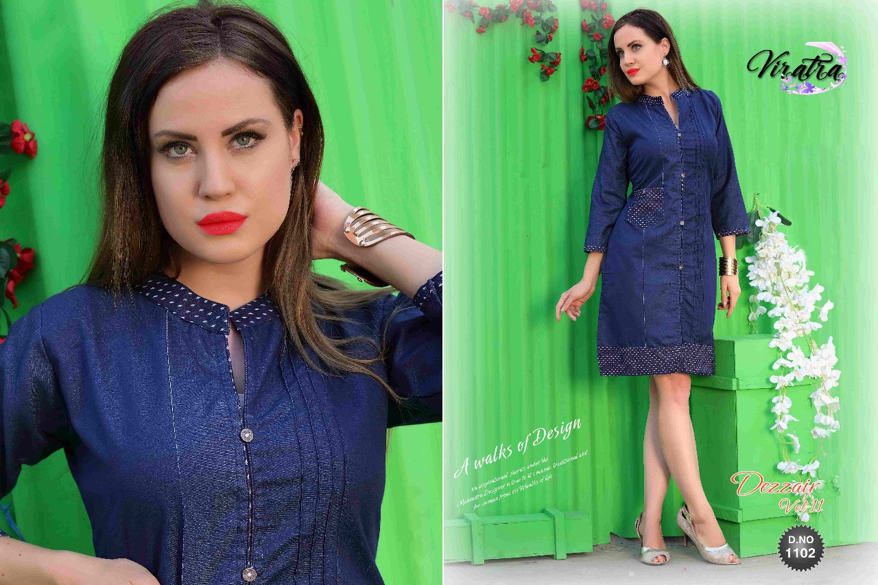 Dezzair Vol-11 By Viratra Tex 1101 To 1108 Series Beautiful Fancy Casual Wear & Party Wear Denim Kurtis At Wholesale Price