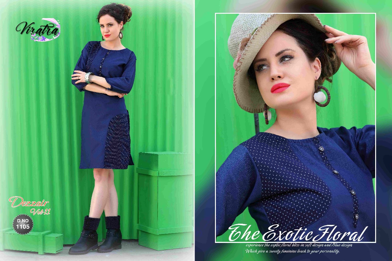 Dezzair Vol-11 By Viratra Tex 1101 To 1108 Series Beautiful Fancy Casual Wear & Party Wear Denim Kurtis At Wholesale Price