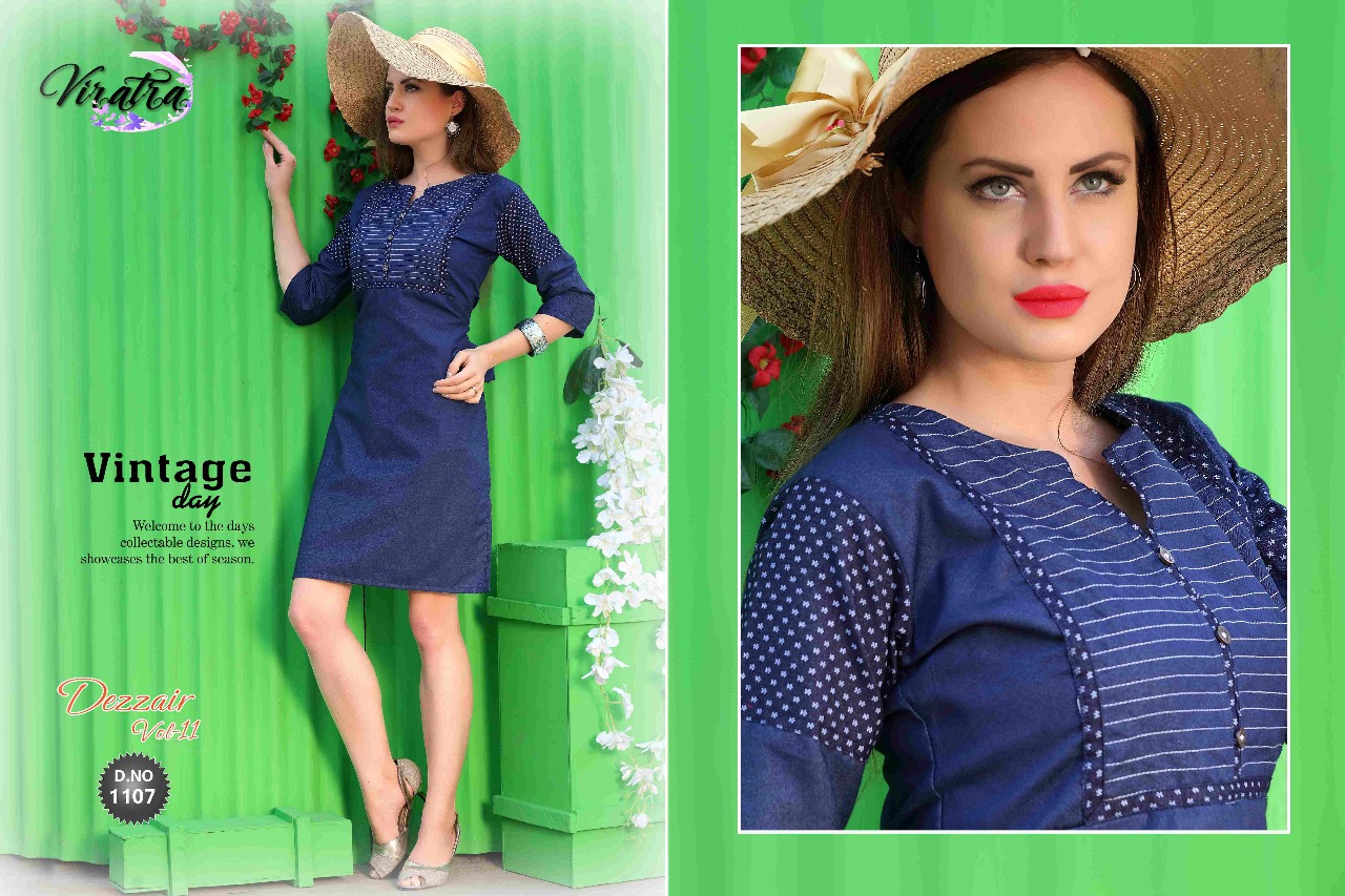 Dezzair Vol-11 By Viratra Tex 1101 To 1108 Series Beautiful Fancy Casual Wear & Party Wear Denim Kurtis At Wholesale Price