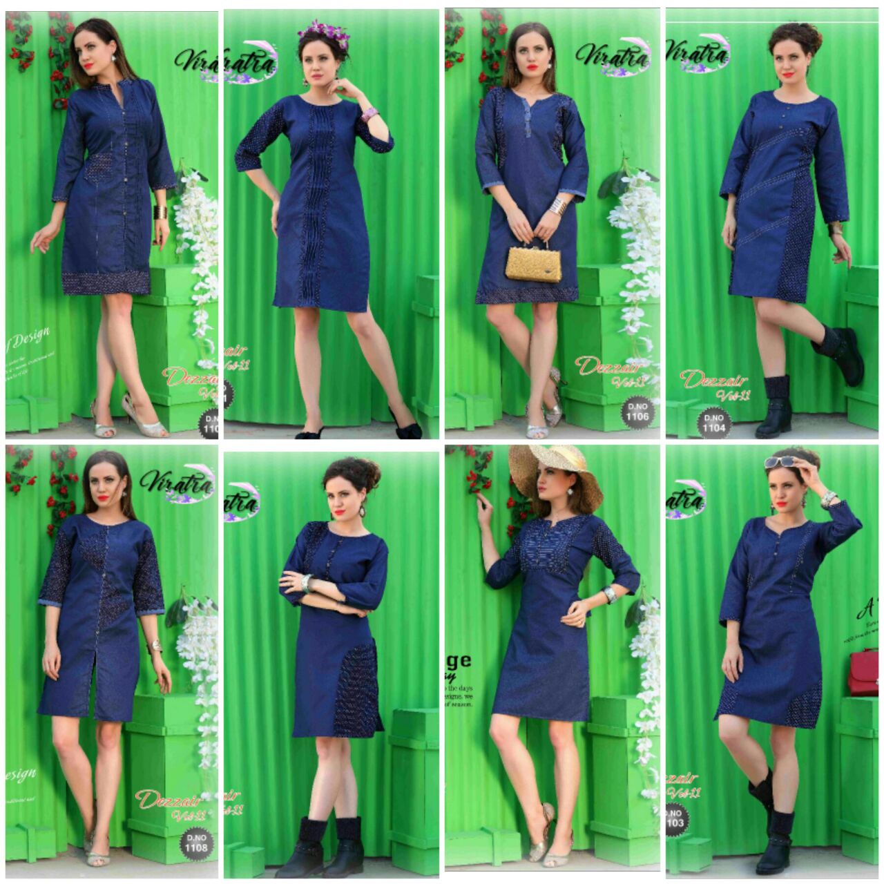 Dezzair Vol-11 By Viratra Tex 1101 To 1108 Series Beautiful Fancy Casual Wear & Party Wear Denim Kurtis At Wholesale Price
