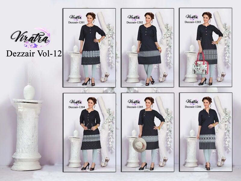 Dezzair Vol-12 By Viratra Tex 1201 To 1206 Series Stylish Beautiful Colorful Fancy Casual Wear & Ethnic Wear Denim Kurtis At Wholesale Price