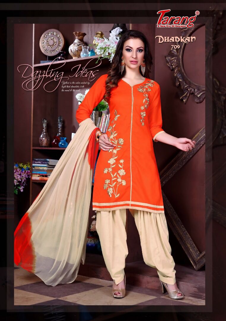 Dhadkan By Tarang 701 To 711 Series Patiyala Suits Stylish Colorful Beautiful Fancy Party Wear & Ethnic Wear Cotton Dresses At Wholesale Price