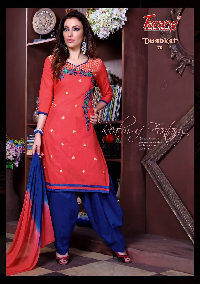 Dhadkan By Tarang 701 To 711 Series Patiyala Suits Stylish Colorful Beautiful Fancy Party Wear & Ethnic Wear Cotton Dresses At Wholesale Price
