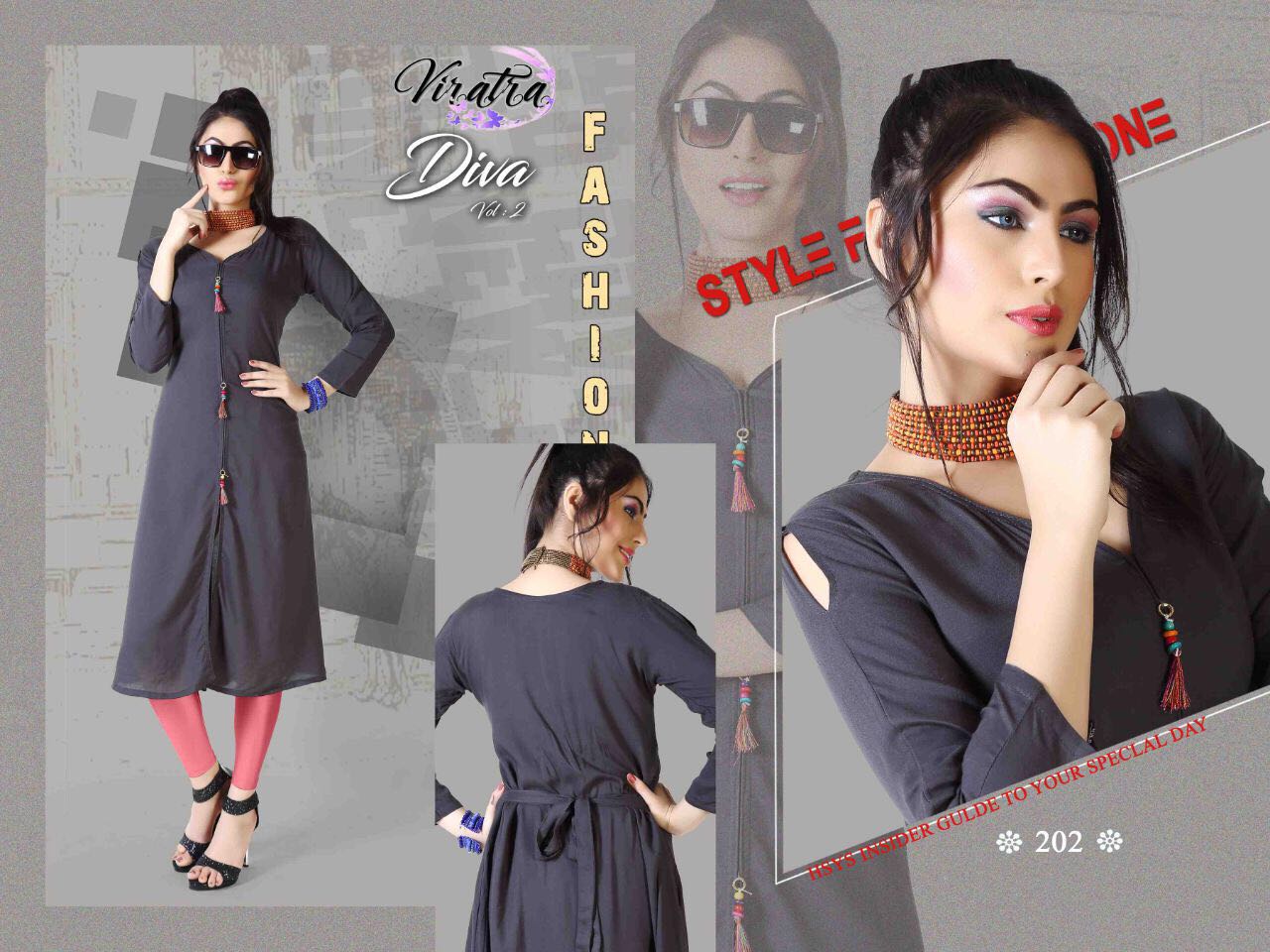 Diva Vol-2 By Viratra Tex 201 To 210 Series Stylish Beautiful Colorful Fancy Casual Wear & Ethnic Wear Rayon Cotton Printed Kurtis At Wholesale Price